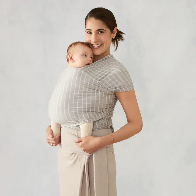 Aura Wrap Sustainable Knit - Grey Stripes - Image 4