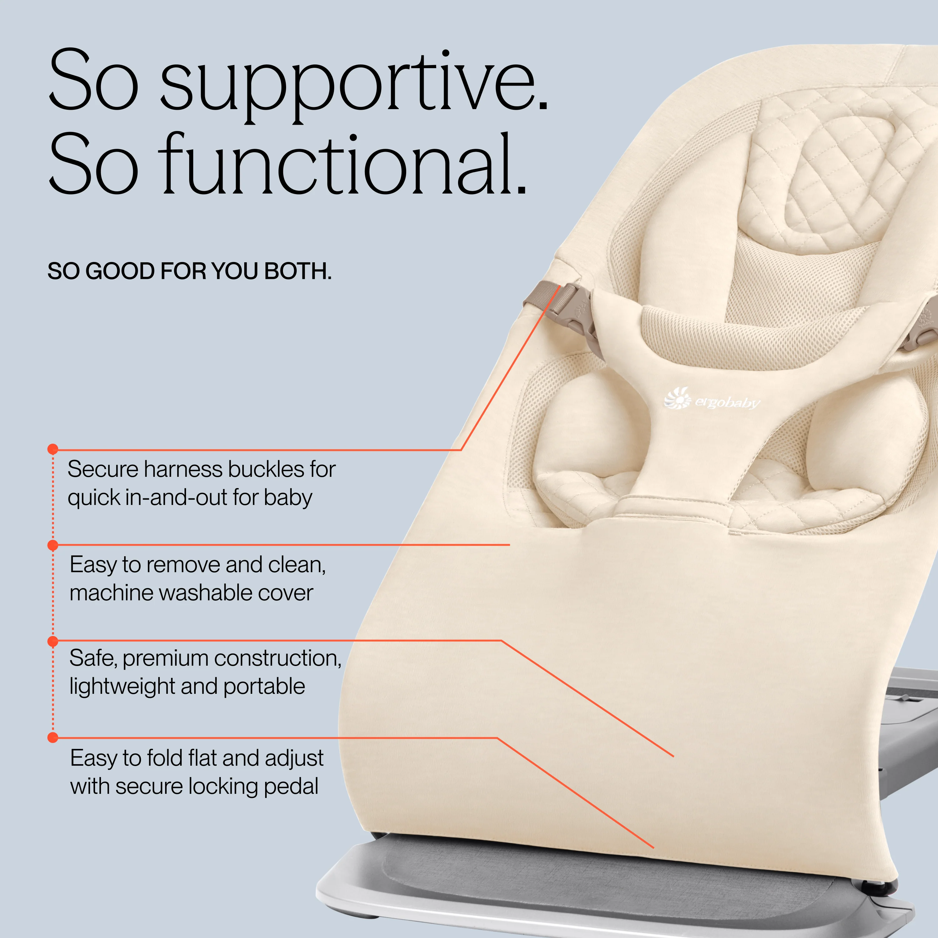 Evolve 3 in 1 Bouncer - Cream - Image 5