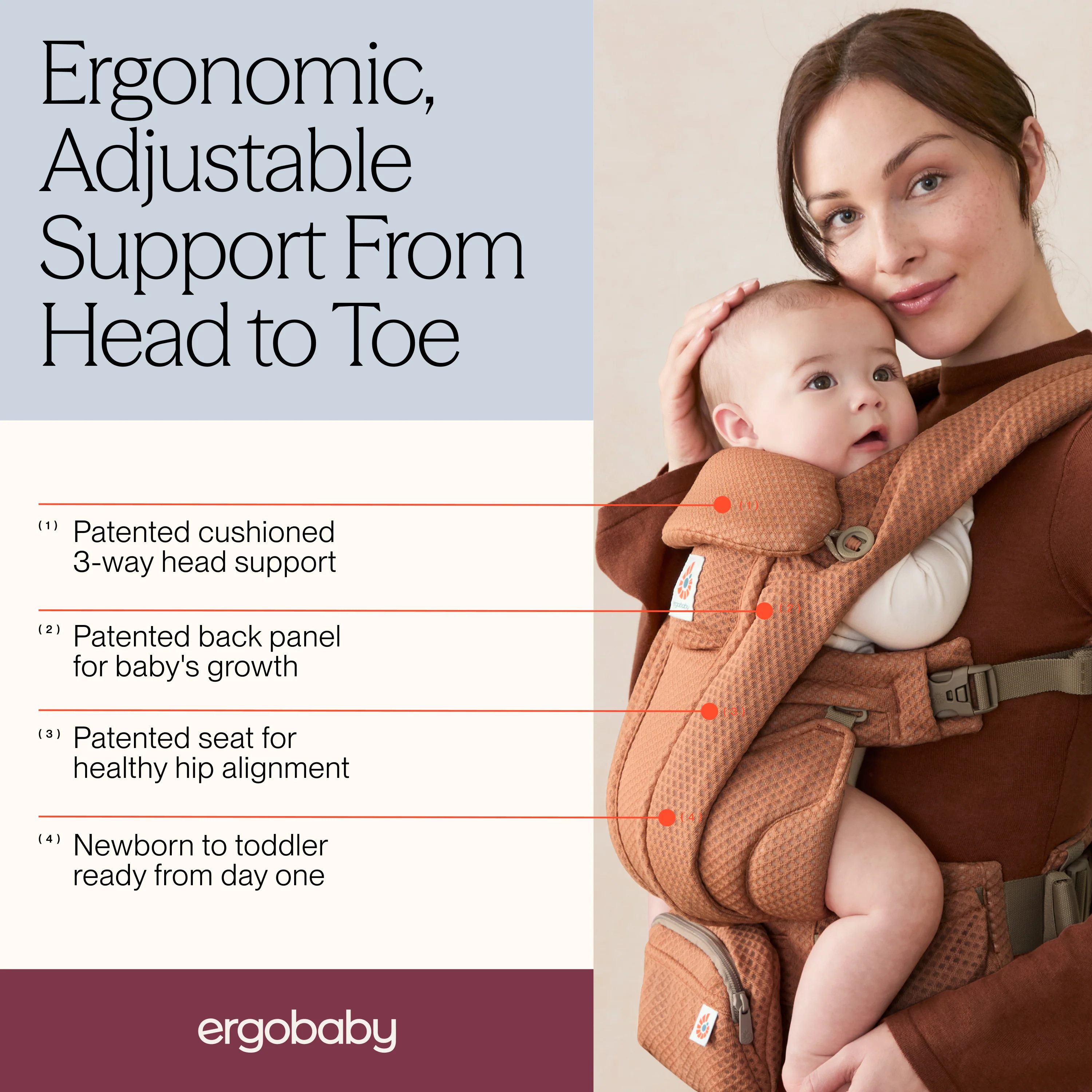 Omni Deluxe Mesh Baby Carrier - Canyon Clay - Image 6