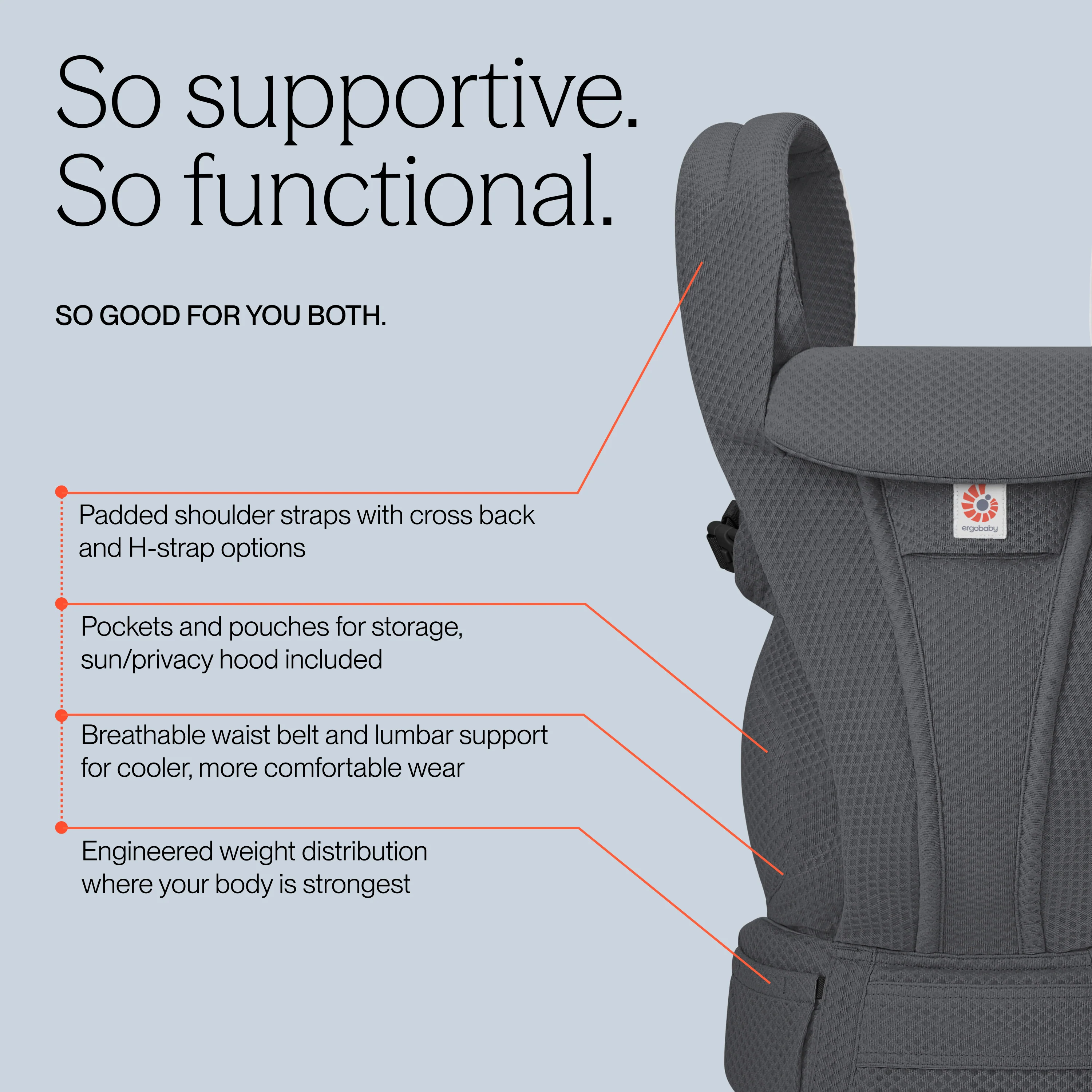Omni Deluxe Mesh Baby Carrier - Graphite Grey - Image 7