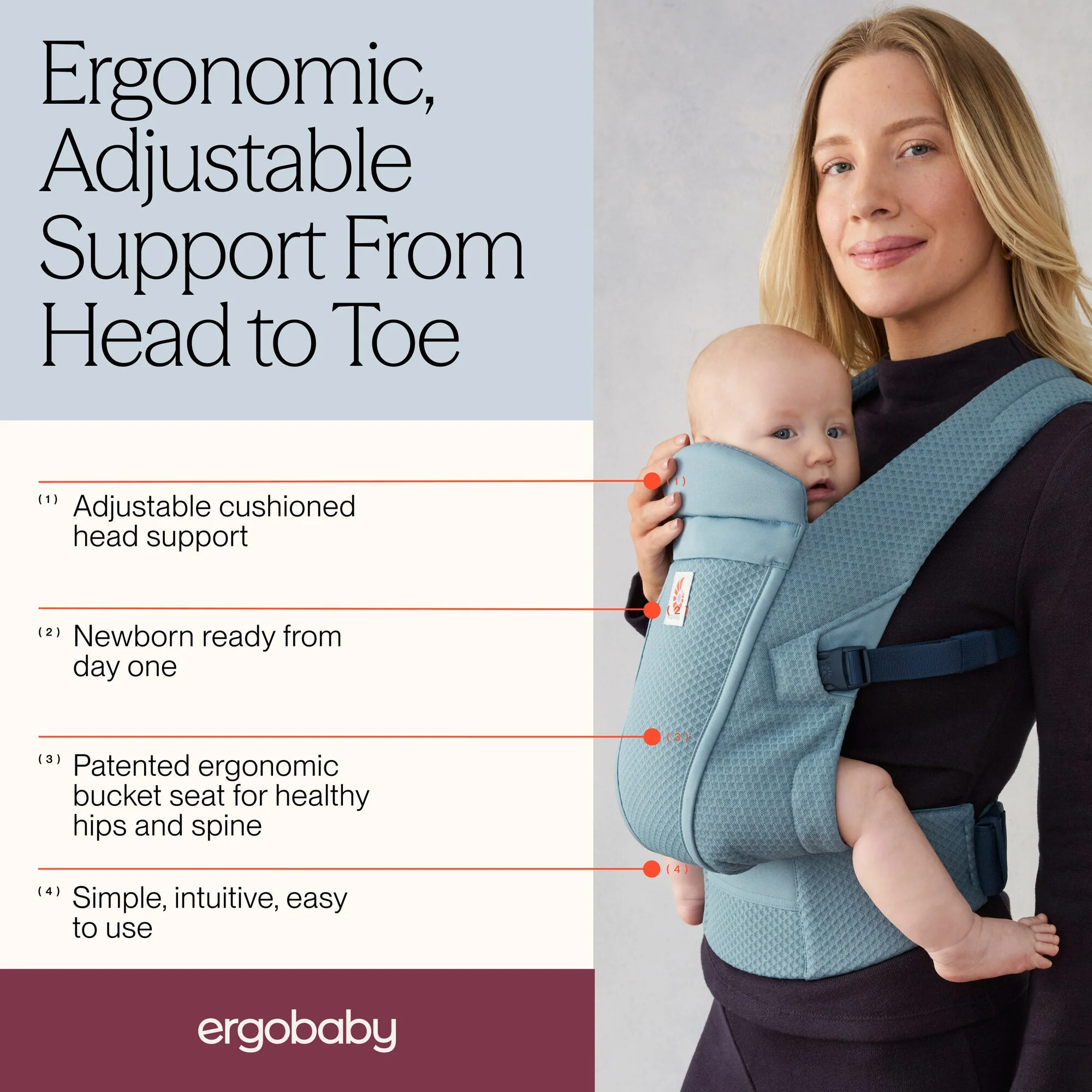 Omni Lite Baby Carrier - Slate Blue - Image 11